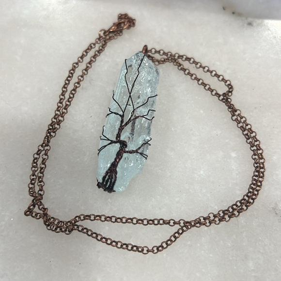 Tree of Life Bronzed Copper Wrapped Quartz Crystal - Picture 2 of 5